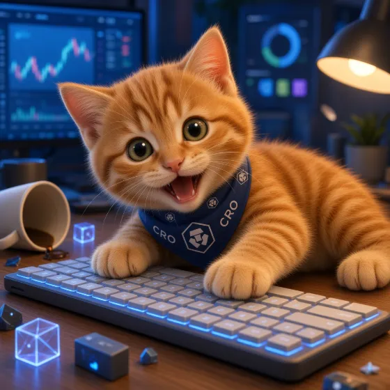 CroCat smashing a keyboard next to a spilled coffee